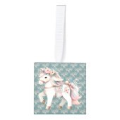 花の パステルカラー 馬 ファンタジー イラスト キューブ ポフ キューブオーナメント (正面)