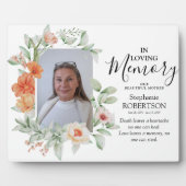 花の「愛する人の記憶に」写真葬儀記念プレート フォトプラーク (正面)