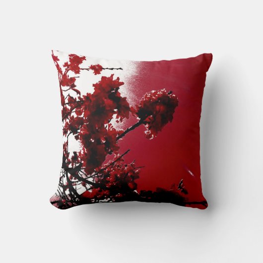 花の(赤い)枕 クッション (正面)