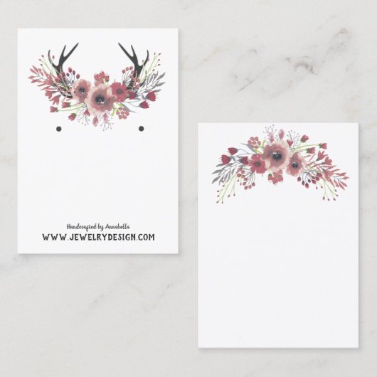 花の(雄ジカの)枝角のイヤリングのジュエリーの表示カスタム 名刺 (正面/裏面)