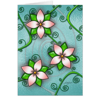 花の(青緑色の)カード