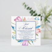花の「Just Married」結婚発表カード 招待状 (スタンド正面)
