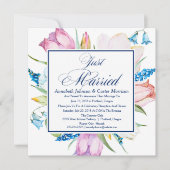 花の「Just Married」結婚発表カード 招待状 (正面)