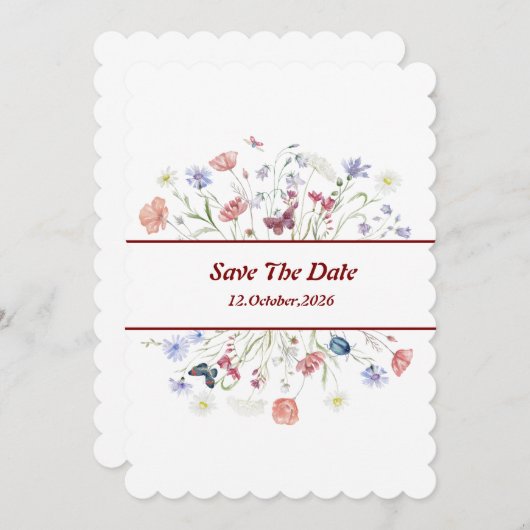 花の「Save The Date」 招待状 (正面/裏面)
