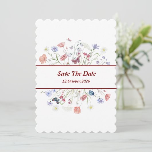 花の「Save The Date」 招待状 (スタンド正面)