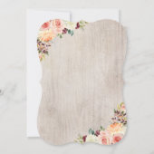 花のBohoの枝角の赤面のモモの矢のベビー 招待状 (裏面)