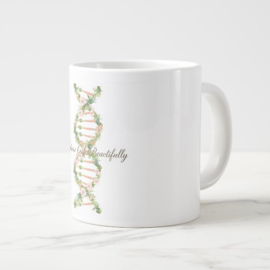 花のDNAらせん水彩画 ジャンボコーヒーマグカップ (正面右)