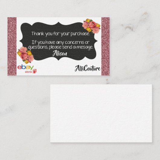 花のeBayの店の名刺の荷札 名刺 (正面/裏面)