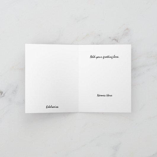 花のEdelweissの高山のカスタムは感謝していしています サンキューカード (内部)