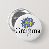 花のGrammaのかわいらしく青いTシャツ 缶バッジ (正面&裏面)