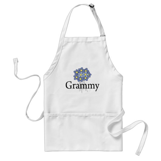 花のGrammyのかわいらしく青いTシャツ スタンダードエプロン (正面)
