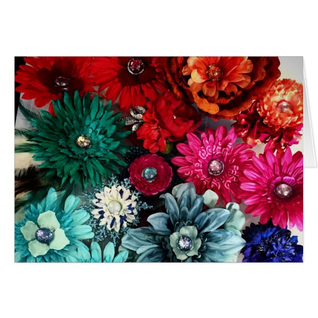 花のKaleidescopeの空白のなメッセージカード (正面横)