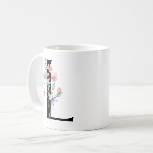 花のL文字 コーヒーマグカップ (正面左)