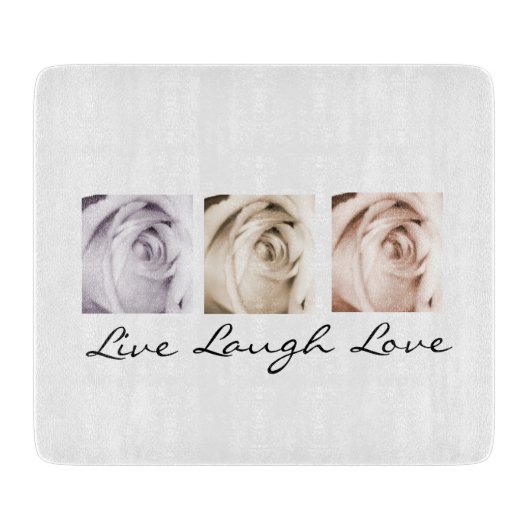 花のLive, Laugh, Love カッティングボード (正面)
