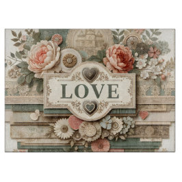 花のLOVEとレイヤー切りボード カッティングボード