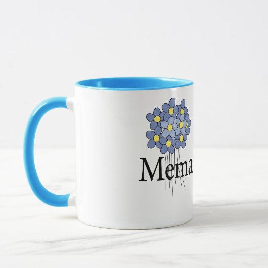 花のMeMaのかわいらしく青いTシャツ マグカップ (左)