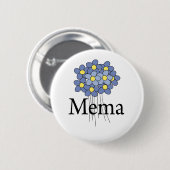 花のMeMaのかわいらしく青いTシャツ 缶バッジ (正面&裏面)