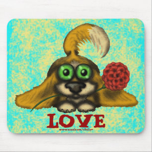 花のmousepadのデザインのおもしろいでかわいい犬 マウスパッド
