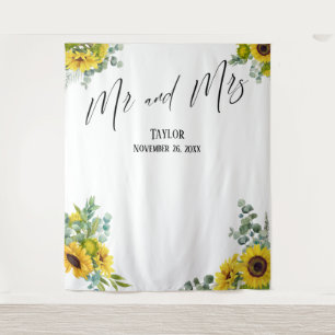 花のMr. and Mrs. フォトバックドロップ タペストリー