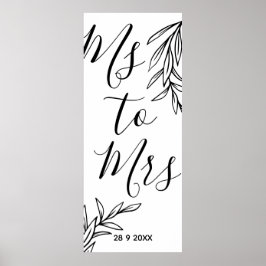 花のMsからMrsへの ブライダルシャワーの装飾 ポスター