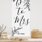 花のMs to Mrs ブライダルシャワーの装飾 ポスター (キッチン)