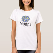 花のNonnaのかわいらしく青いTシャツ Tシャツ (正面)