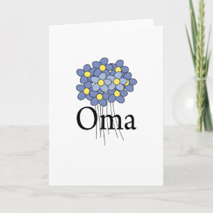 花のOmaのかわいらしく青いTシャツ カード