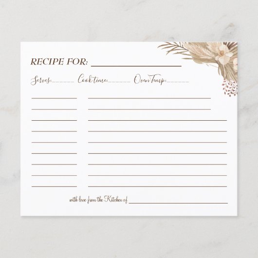 花のPampa草のレシピカード チラシ (正面)