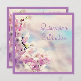 花のQuinceañeraの美しい誕生日 招待状