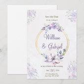 花のSave The Dateカード, 結婚式の招待状カード 招待状 (正面/裏面)