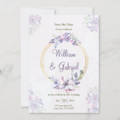 花のSave The Dateカード, 結婚式招待状カード 招待状 (正面)