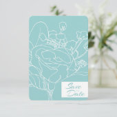 花のSave the Date（オーシャングリーン） 招待状 (スタンド正面)