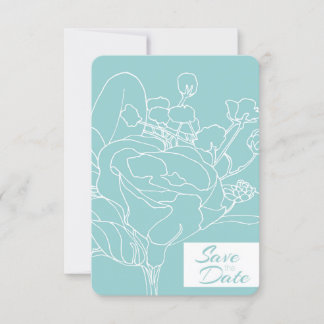 花のSave the Date（オーシャングリーン） 招待状