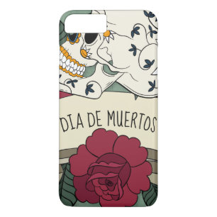 花のSkull Dia de los Muertos  の電話箱 iPhone 8 Plus/7 Plusケース