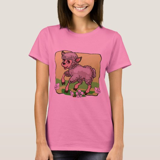 花のTシャツのヒツジ Tシャツ (正面)