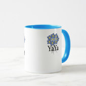 花のYaYaのかわいらしく青いTシャツ マグカップ (正面右)