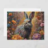 花はがき内のウサギ ポストカード (正面/裏面)