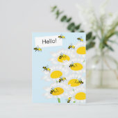 花はがき – 青い背景 ポストカード (スタンド正面)