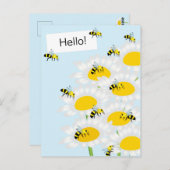 花はがき – 青い背景 ポストカード (正面/裏面)