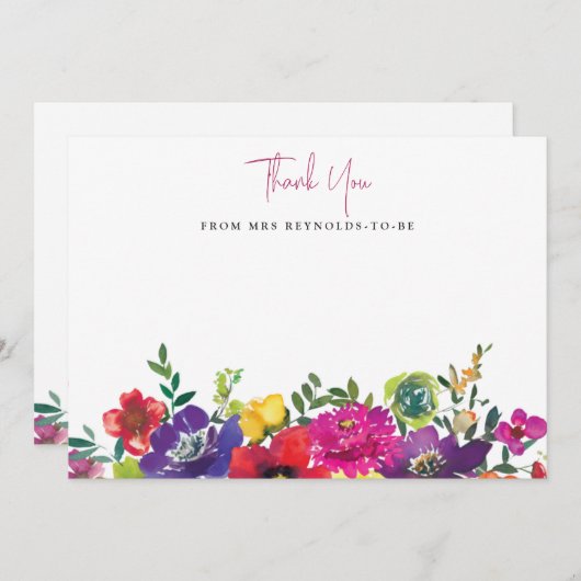 花はっきりしたのブライダルシャワー サンキューカード (正面/裏面)