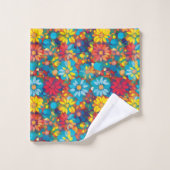 花はっきりしたコンテンポラリー柄の鮮やかデイジー バスタオルセット (ウォッシュタオル)