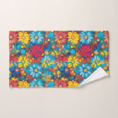 花はっきりしたコンテンポラリー柄の鮮やかデイジー バスタオルセット (ハンドタオル)