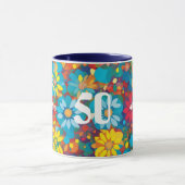 花はっきりしたコンテンポラリー柄の鮮やかデイジー マグカップ (中央)