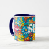 花はっきりしたコンテンポラリー柄の鮮やかデイジー マグカップ (正面左)