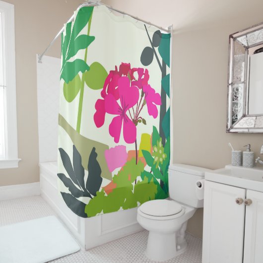 花はっきりした咲きゲラニウムフロリモダンスト シャワーカーテン (インサイチュ)