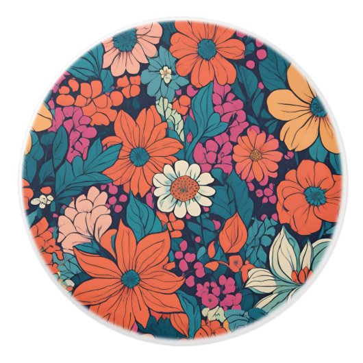 花はっきりした模様花モダン飾り セラミックノブ (正面)