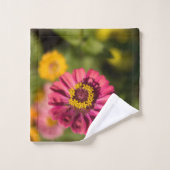 花はオレンジとピンクのジニア バスタオルセット (ウォッシュタオル)