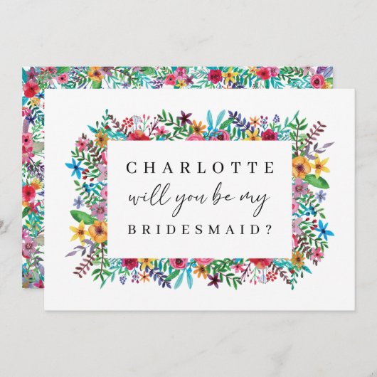 花はカラフル私の花嫁のカード 招待状 (正面/裏面)