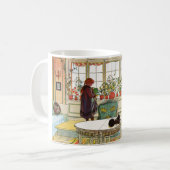 花はカール・ラーソンによる窓際の窓辺 コーヒーマグカップ (正面左)