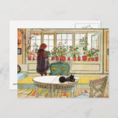 花はカール・ラーソンによる窓際の窓辺 ポストカード (正面/裏面)